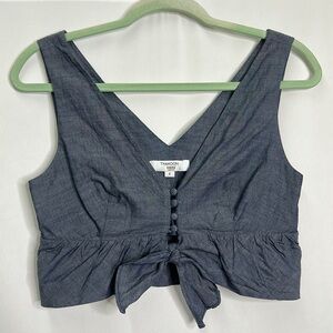 Thakoon front tie chambray denim crop top